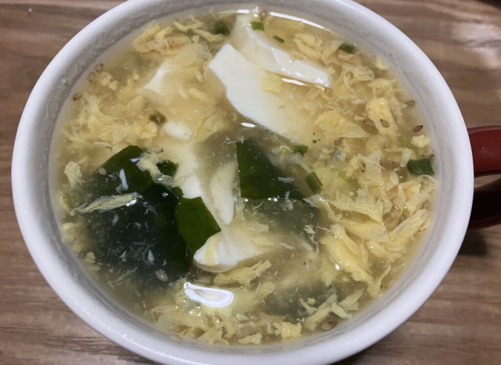 出来上がったとろ玉豆腐スープの画像